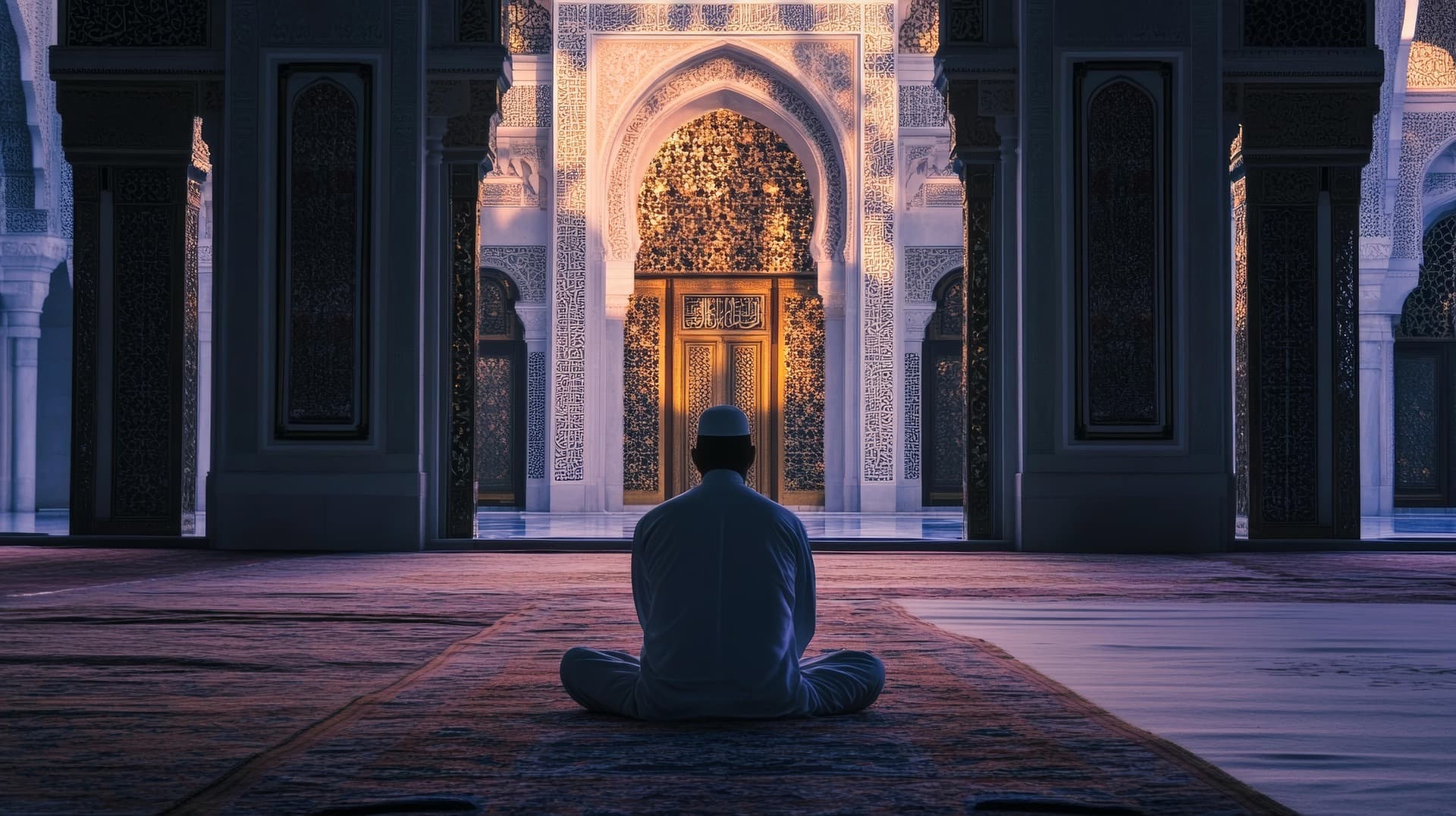 A man holds up his hands in prayer